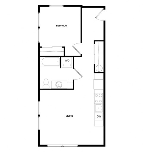 a floor plan of a 1 bedroom apartment